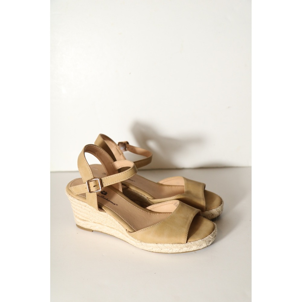 Tommy Bahama Caisy 3" Espadrille Wedge Sandal‎ Heel Open Toe Womens 8 Beige Boho
